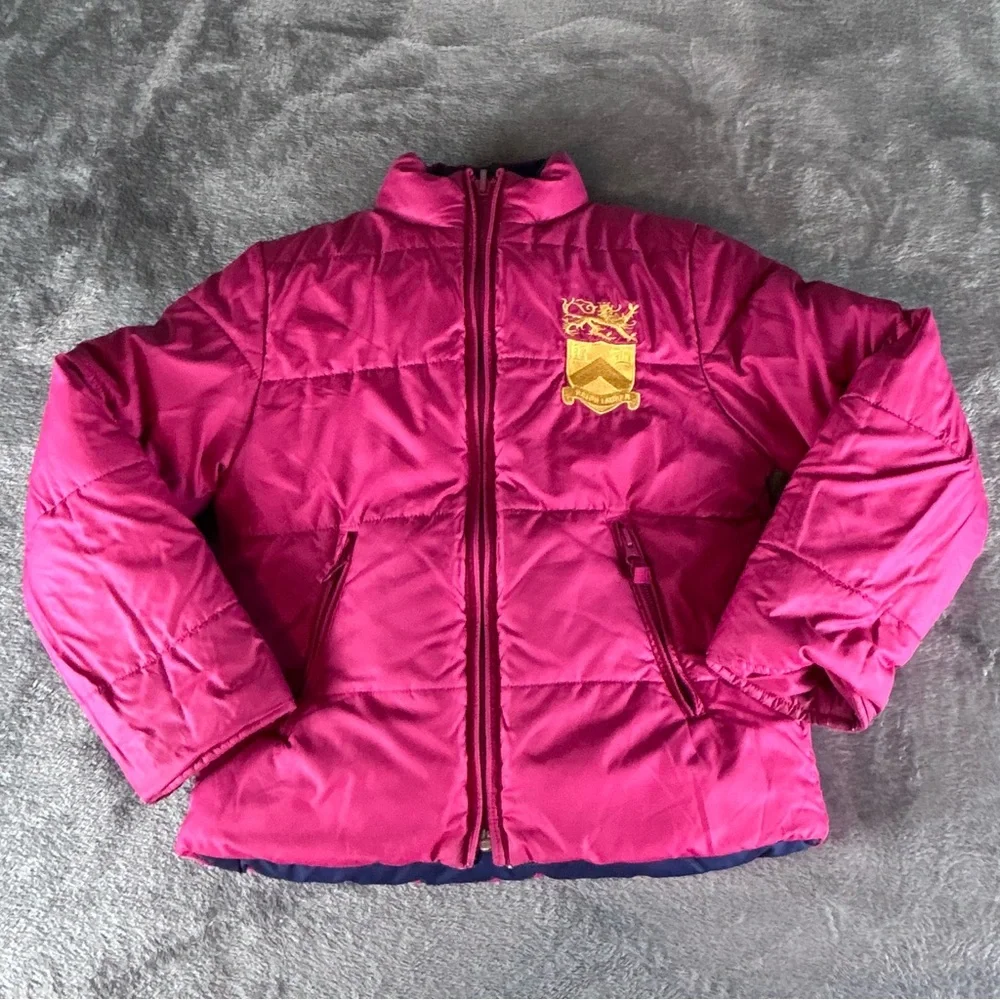Vtg 90s Ralph Lauren Down Puffer Jacket‎ Girls Small Reversible Pony Crested
